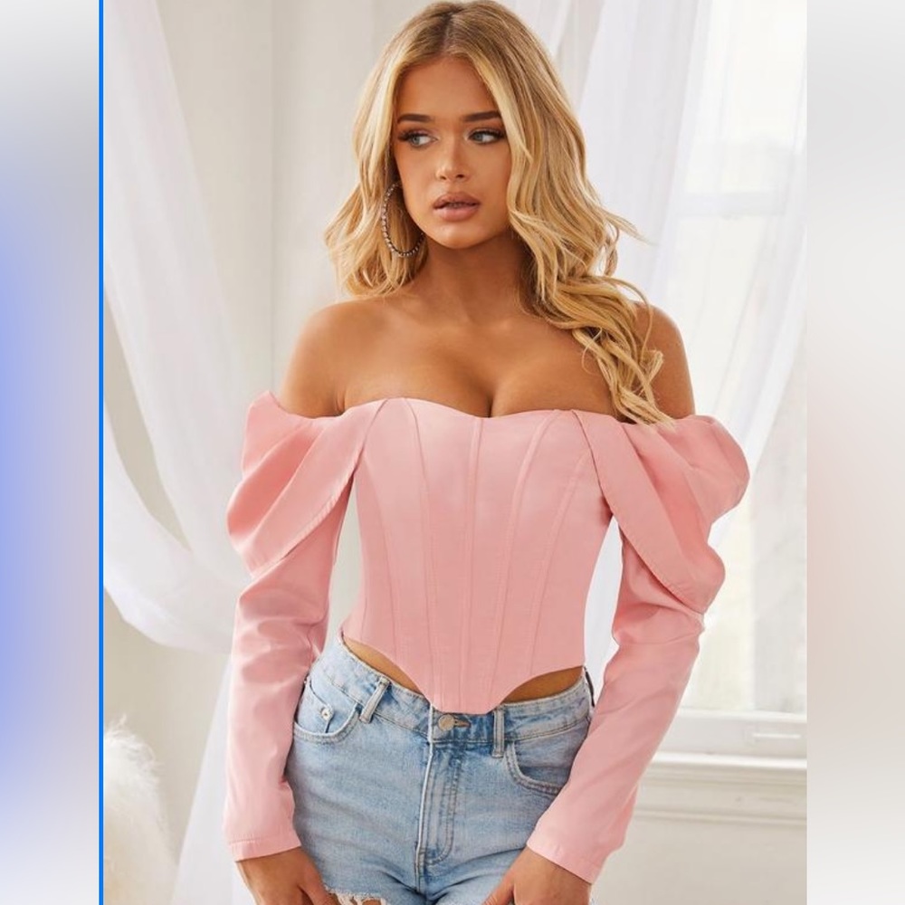 Pink Velveteen Off Shoulder Sweetheart Corset Top